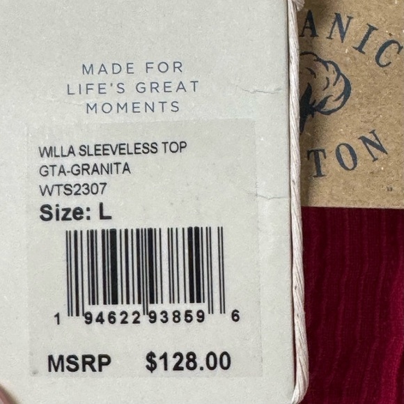 NWT Faherty Willa Sleeveless Top Blouse - Granita Size Large - Picture 11 of 11